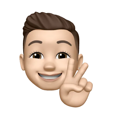 Memoji de Aitor saludando con dos dedos